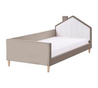 Beliani Kids Bed House Velvet Kervan 90 X 200 Cm (Eu Single) Taupe