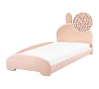Beliani Kids Bed Rabbit Boucle Perros 90 X 200 Cm (Eu Single) Beige