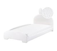 Beliani Kids Bed Rabbit Boucle Perros 90 X 200 Cm (Eu Single) Off-White
