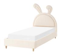 Beliani Kids Bed Rabbit Velvet LALLIAS 90 x 200 cm (EU Single) Beige, Cream