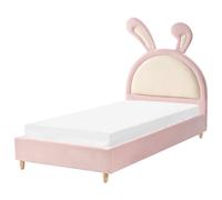Kids Bed Rabbit Velvet LALLIAS 90 x 200 cm (EU Single) Pink