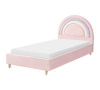 Beliani Kids Bed Rainbow Velvet Landeillau 90 X 200 Cm (Eu Single) Pink
