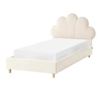 Kids Bed Seashell Velvet NEULISE 90 x 200 cm (EU Single) Beige