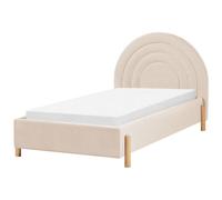 Beliani Kids Bed Velvet Anet 90 X 200 Cm (Eu Single) Beige