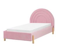 Beliani Kids Bed Velvet Anet 90 X 200 Cm (Eu Single) Pink
