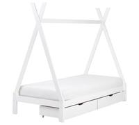 Kids Bed with Drawers Teepee Pine Wood DEVAY 90 x 200 cm (EU Single) White