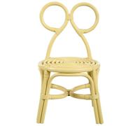 Beliani Kids Chair - Handmade Natural Rattan, Yellow, Laminated Finish, Compact Boho Design