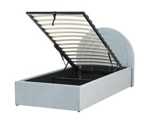 Beliani Kids Ottoman Bed Anet Velvet Light Blue 90 X 200 Cm (Eu Single)