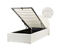 Beliani Boucle Eu Single Size Ottoman Bed Off-white Anet, White
