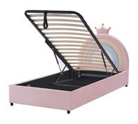 Kids Ottoman Bed Crown Velvet GRISETOT 90 x 200 cm (EU Single) with Storage Pink