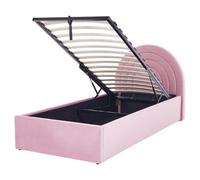 Beliani Ottoman Bed Velvet Anet 90 X 200 Cm (eu Single) Pink, Pink