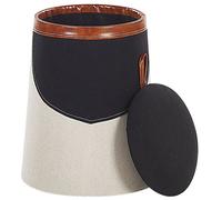 Beliani Kids Pouffe Beige Faux Linen Upholstered Footstool With Hidden Storage, Cone Shape, 33 X 45 Cm