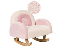 Beliani Kids Rocking Chair Rainbow Ombo Boucle Pastel Pink