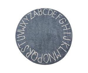 Beliani Kids Rug Dark Blue Cotton 120 x 120 cm Area Round Handmade | Fabric, Text, Hand Tufted, 1 cm Pile