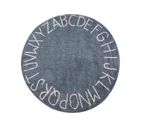 Beliani Kids Rug Dark Blue Cotton 120 x 120 cm Area Round Handmade | Fabric, Text, Hand Tufted, Pile Height 1 cm, 100% Cotton
