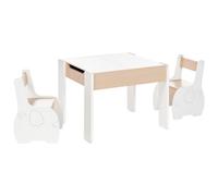 Beliani 2 Seater Kids Set Table with Chairs Light Wood and White LOYD, White