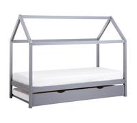 Beliani Kids Trundle Bed Pine Wood Crillon 90 X 200 Cm Eu Single Grey, Grey