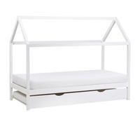 Beliani Kids Trundle Bed Pine Wood Crillon 90 X 200 Cm Eu Single White, White