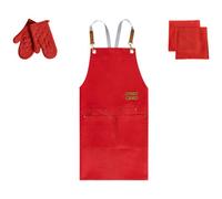 Beliani Kitchen Textiles Set Brassica Red