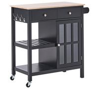 Beliani Kitchen Trolley Genoa Black, Black