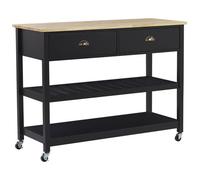 Beliani Kitchen Trolley Navarino Wood Black