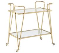 Beliani Metal Drinks Trolley With Glass Top Gold Noti