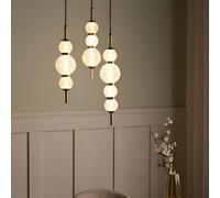 Beliani Led Pendant Lamp With Gold Glass Shade And Iron Base - Warm White Ambient Light For Dining And Living Rooms