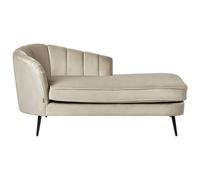 Beliani Left Hand Velvet Chaise Lounge Beige Allier, Brown
