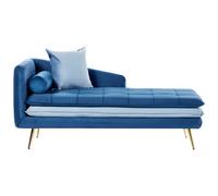 Beliani Left Hand Velvet Chaise Lounge Blue Gonesse, Blue