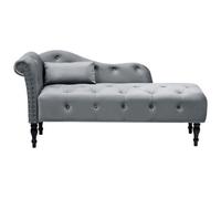 Beliani Left-Hand Chaise Longue Ivry Velvet Grey