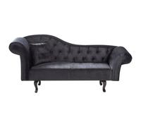 Beliani Left-Hand Chaise Longue Lattes Ii Velvet Black With Cushion
