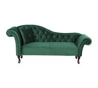 Beliani Left-Hand Chaise Longue Lattes Velvet Dark Green
