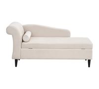 Beliani Left-Hand Chaise Longue Luiro With Storage Velvet Beige