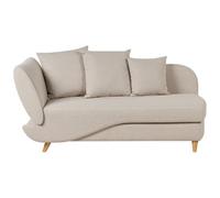 Beliani Left-Hand Chaise Lounge MERI Faux Linen Beige with Storage, Cream