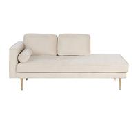 Beliani Left Hand Velvet Chaise Lounge Beige Miramas, Brown