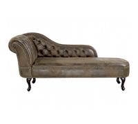 Beliani Left-Hand Chaise Longue Nimes Faux Suede Dark Brown