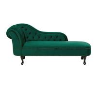 Beliani Left-Hand Chaise Longue Nimes Velvet Dark Green