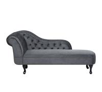 Beliani Left-Hand Chaise Longue Nimes Velvet Grey