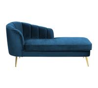 Beliani Left Hand Velvet Chaise Lounge Navy Blue Allier, Blue