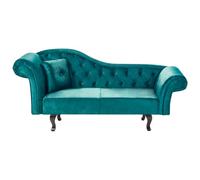 Left-Hand Chaise Lounge LATTES II Velvet Emerald Green with Cushion