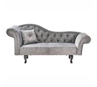 Beliani Left-Hand Chaise Lounge LATTES II Velvet Grey, Grey