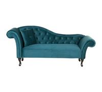 Beliani Left Hand Chaise Lounge Velvet Teal Lattes, Blue