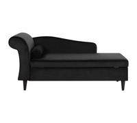 Beliani Left Hand Velvet Chaise Lounge Black Luiro, Black