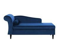 Left Hand Velvet Chaise Lounge Navy Blue LUIRO