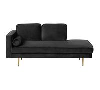 Beliani Left Hand Velvet Chaise Lounge Black Miramas, Black