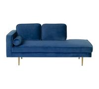 Left Hand Velvet Chaise Lounge Navy Blue MIRAMAS