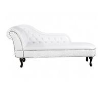 Beliani Left Hand Chaise Lounge Faux Leather White Nimes, White