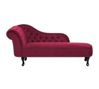 Beliani Left Hand Chaise Lounge Velvet Burgundy Nimes, Red