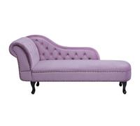 Beliani Left Hand Chaise Lounge Velvet Light Violet Nimes, Multi