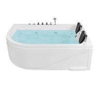 Beliani Left Hand Whirlpool Corner Bath With Led 1800 X 1200 mm White Calama